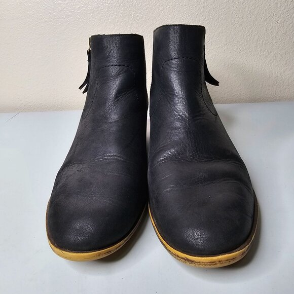 Lucky Brand Size 9 Black Leather Blandre Ankle Booties Boots Low Block Heel - Picture 4 of 10